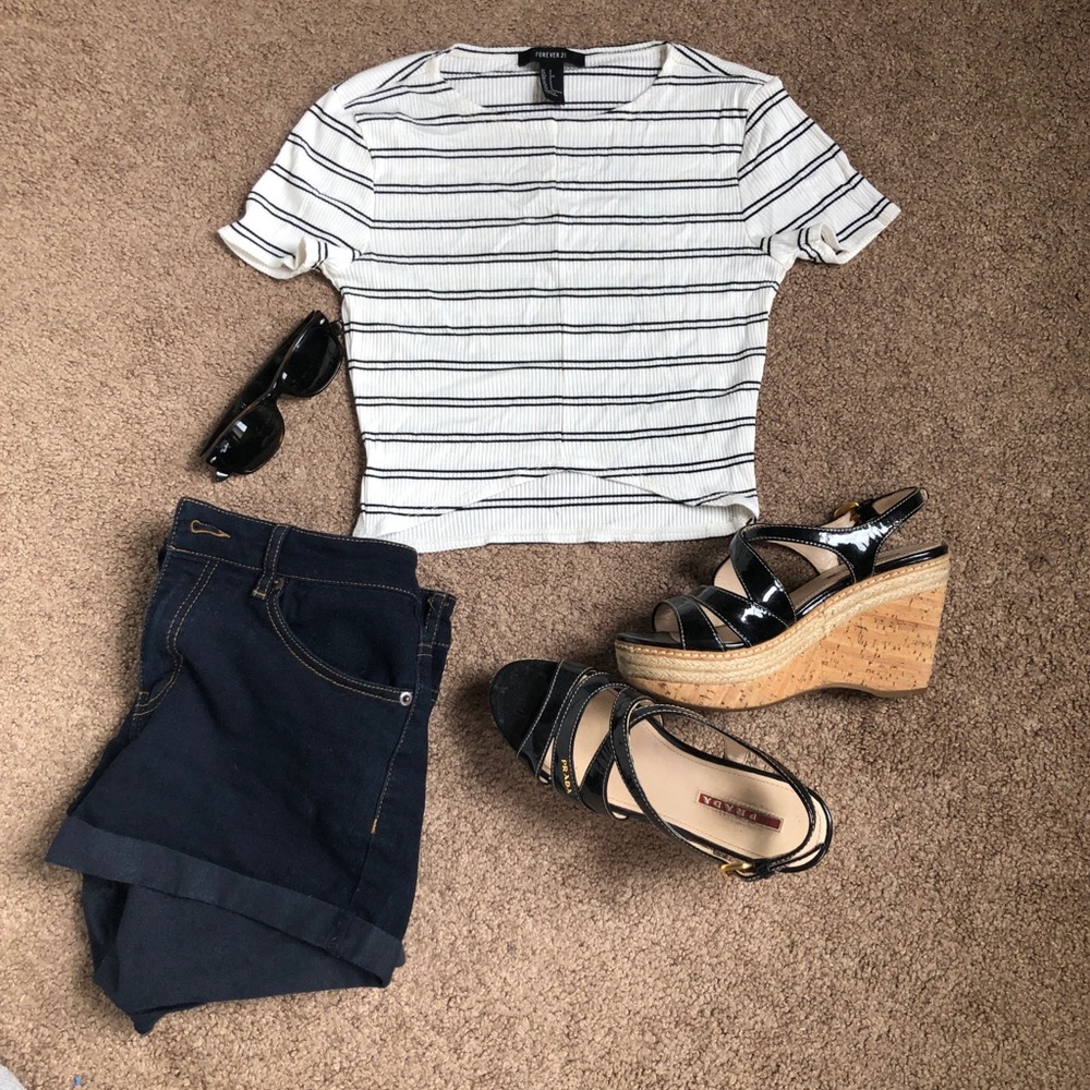 ribbed stripe crop top